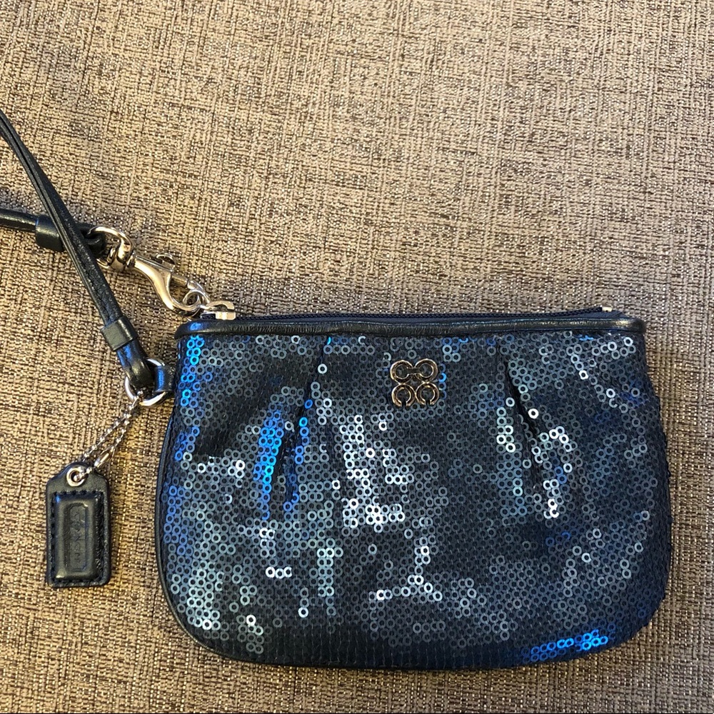 Coach Blue Sequin Wristlet